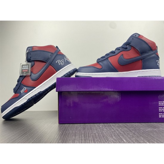 SUPREME X NIKE DUNK HIGH SB 'BY ANY MEANS - RED NAVY' DN3741-600 SUPREME X NIKE DUNK HIGH SB 'BY ANY MEANS - RED NAVY' DN3741-600