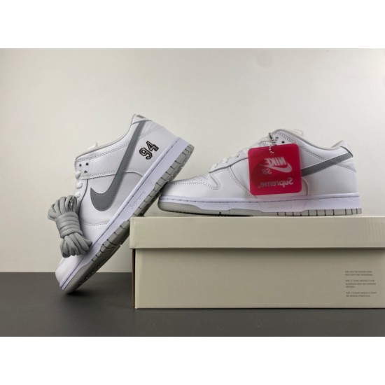 Supreme x Dunk Low SB 'White Metallic Silver' 2025 HQ8487-100