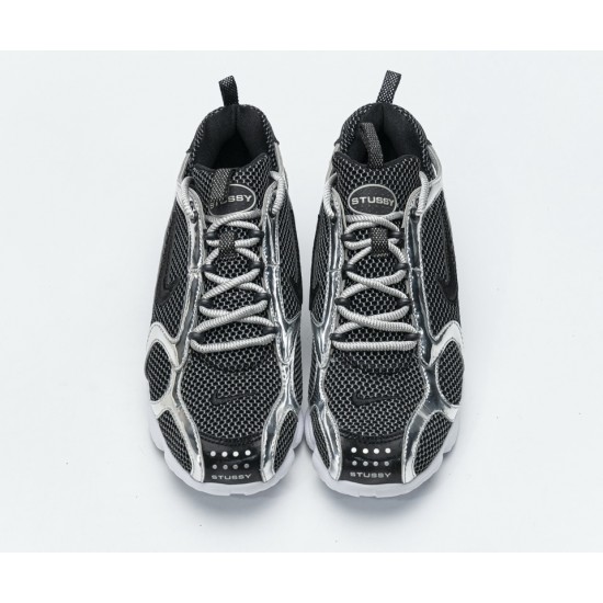 Stussy x Nike Air Zoom Spiridon Cage 2 Black Silver CU1854-001 Stussy x Nike Air Zoom Spiridon Cage 2 Black Silver CU1854-001