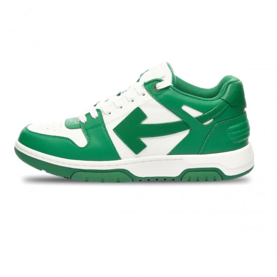 OFF-WHITE White & Green Out Of Office low Sneakers