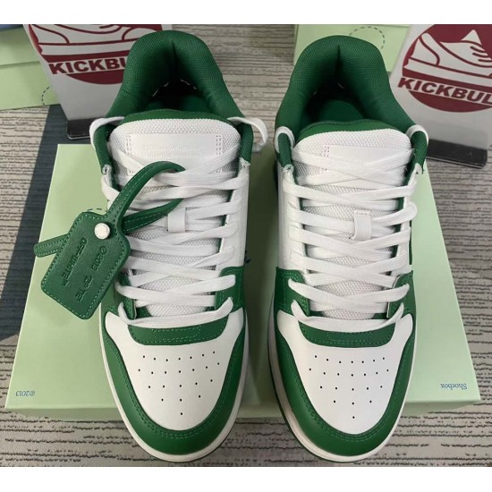 OFF-WHITE White & Green Out Of Office low Sneakers