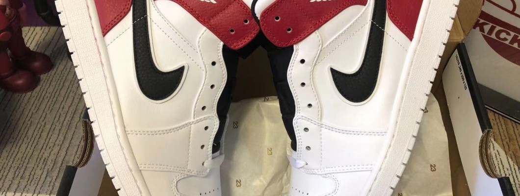 Air Jordan 1 Mid White Black Gym Red 554724-116 Kickbulk Sneaker shoes Camera photos