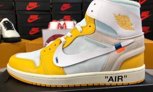 OFF-WHITE X AIR JORDAN 1 RETRO HIGH OG 'CANARY YELLOW' AQ0818-149 Kickbulk Sneaker Camera photos