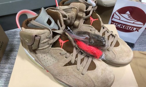 TRAVIS SCOTT X AIR JORDAN 6 RETRO 'BRITISH KHAKI' DH0690-200 Kickbulk Sneaker Camera Photos