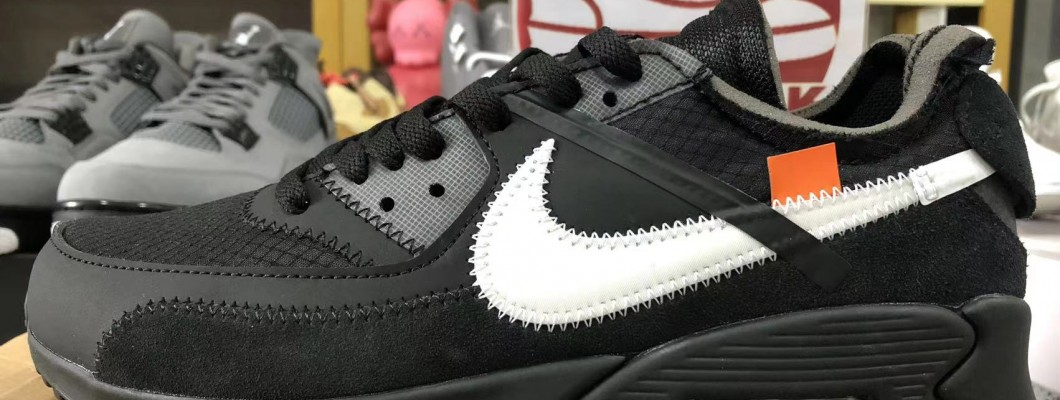 Off-White X Nike Air Max 90 Black AA7293-001 Kickbulk Sneaker shoes retail wholesale free shippinbg camera photos