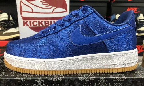 CLOT X Nike Air Force 1 PRM 'Royal Silk' CJ5290-400 Kickbulk Sneaker Camera photos