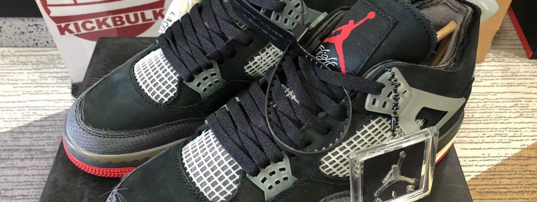 OFF-White x Air Jordan 4 Bred BLACK/RED CV9388-001 Kickbulk Sneaker shoes Camera photos reviews