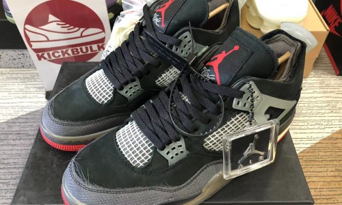 OFF-White x Air Jordan 4 Bred BLACK/RED CV9388-001 Kickbulk Sneaker shoes Camera photos reviews