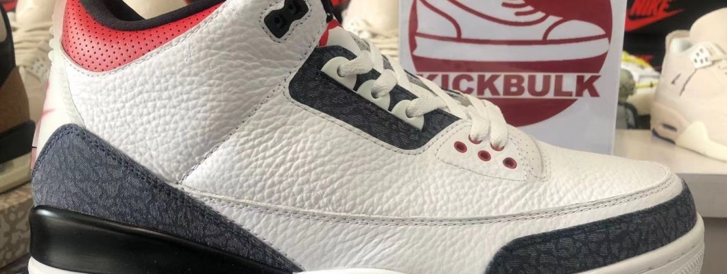 Air Jordan 3 Retro Fire Red Denim CZ6431-100 Kickbulk Sneaker Camera Photos