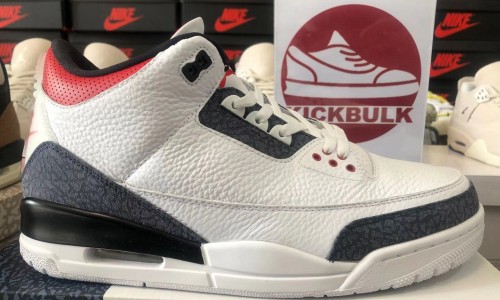 Air Jordan 3 Retro Fire Red Denim CZ6431-100 Kickbulk Sneaker Camera Photos