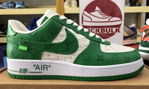 Louis Vuitton x Air Force 1 Trainer Sneaker Low Green White Kickbulk Sneaker Camera photos reviews