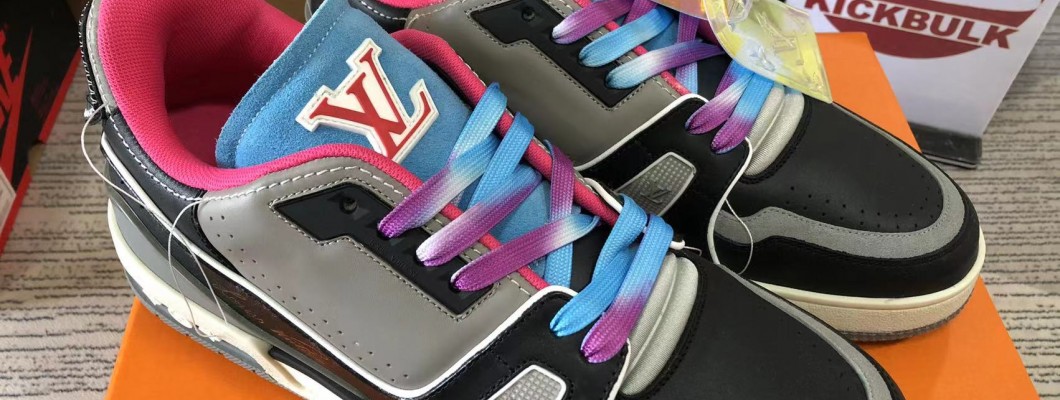Louis Vuitton Trainer Black Pink Blue MS0211 Kickbulk Sneakers shoes retail wholesale free shipping reviews camera photos
