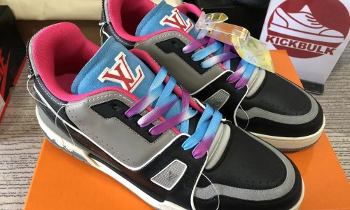 Louis Vuitton Trainer Black Pink Blue MS0211 Kickbulk Sneakers shoes retail wholesale free shipping reviews camera photos