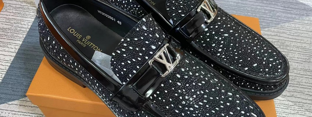 LV Black leather shoes custom made kickbulk luxury wholesale free shipping