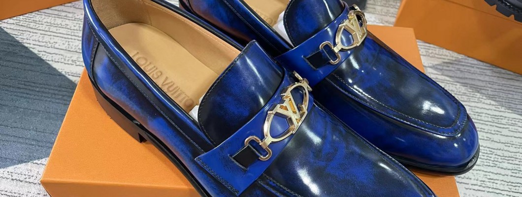 LV blue Leather shoes custom made kickbulk luxury retail wholesale free shipping