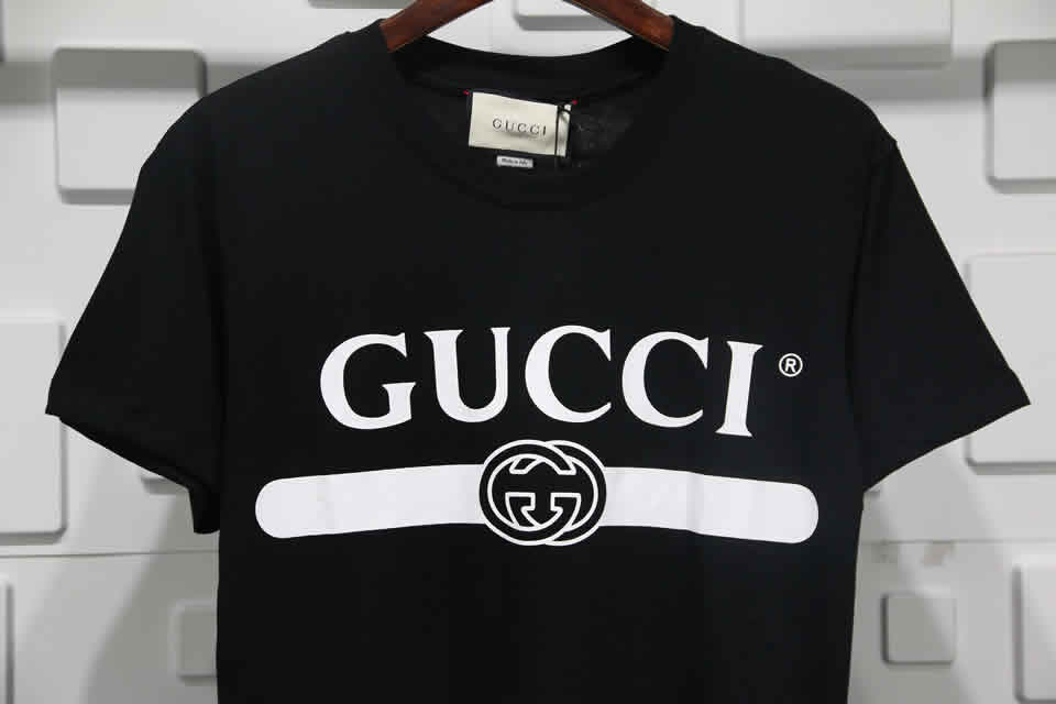 Gucci Black White Crossbar T Shirt Printing Pure Cotton 10 - www.kickbulk.co