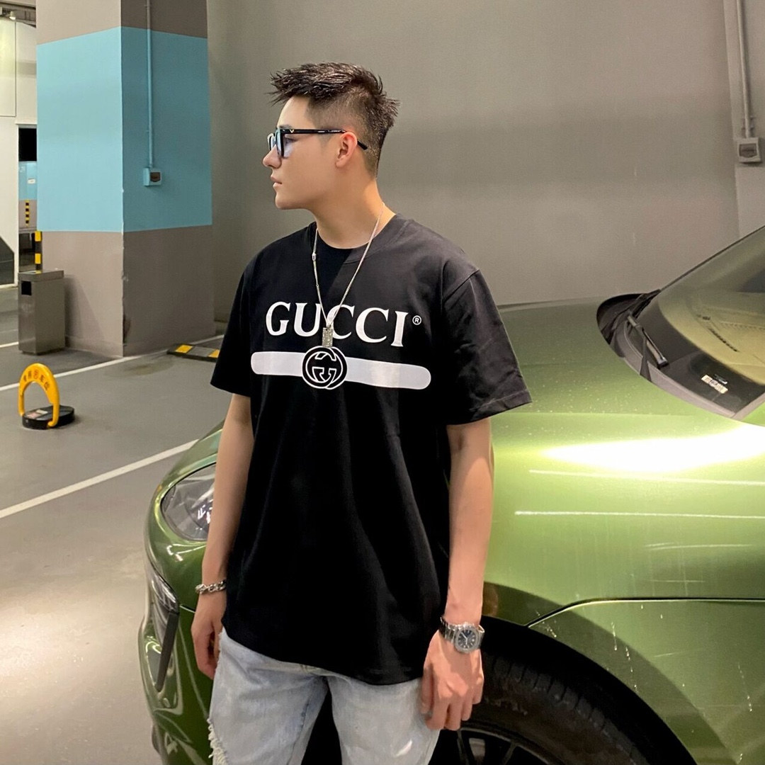 Gucci Black White Crossbar T Shirt Printing Pure Cotton 7 - www.kickbulk.co