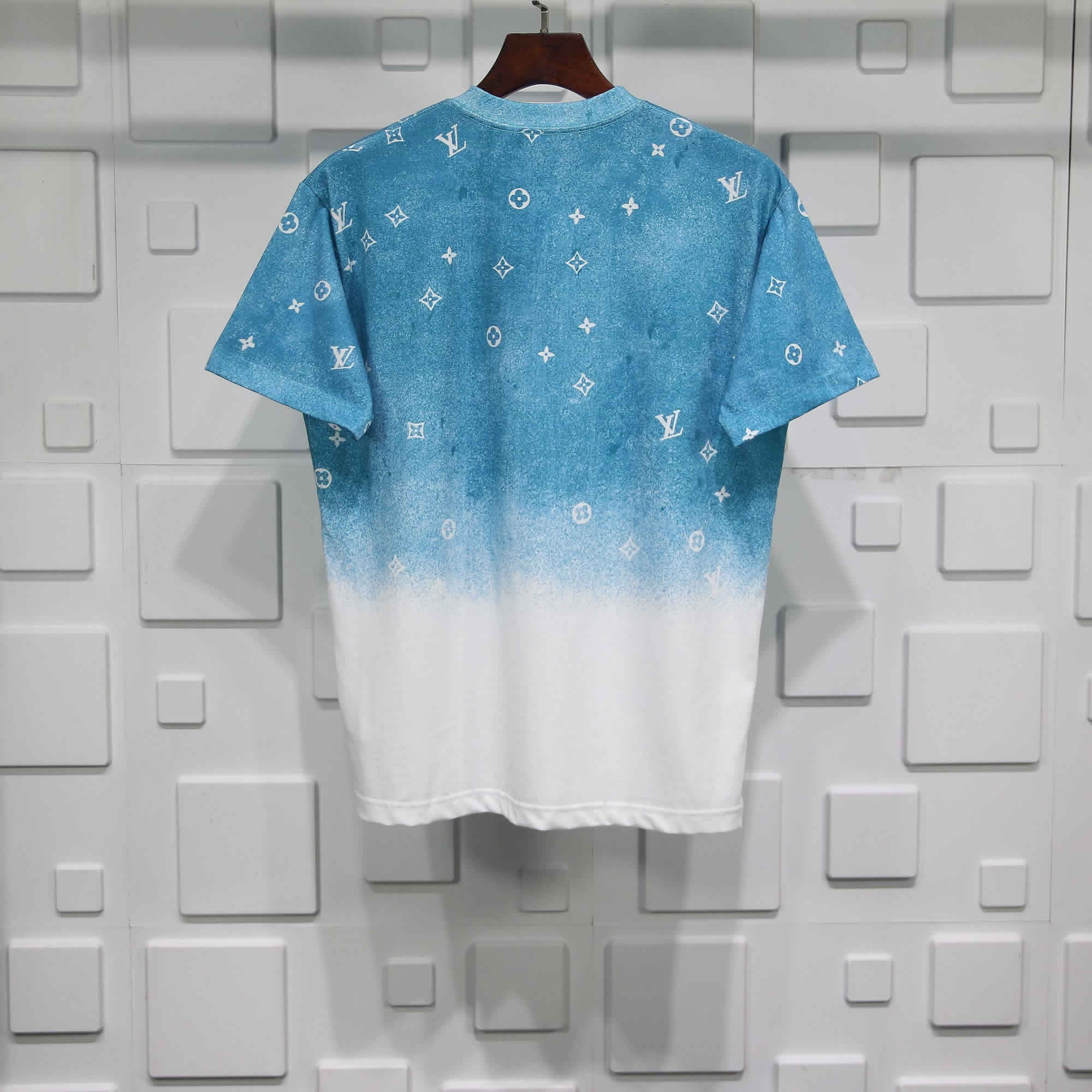 blue and white lv shirt