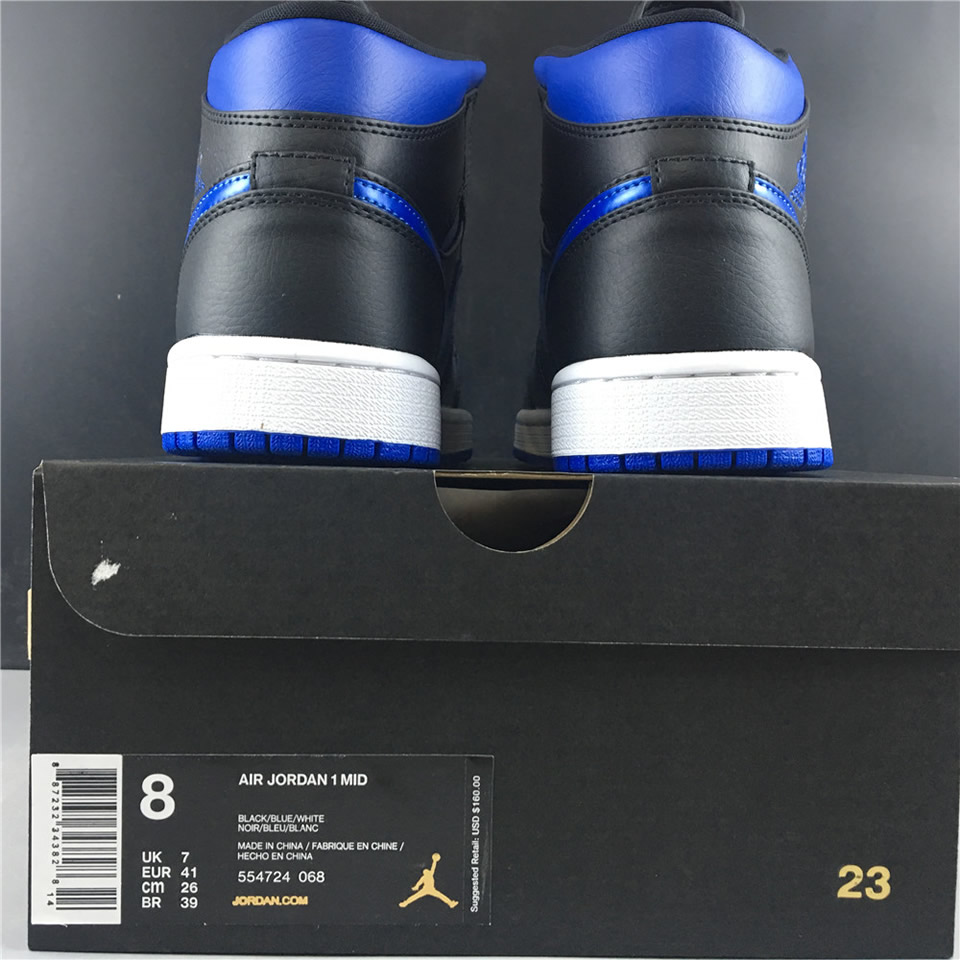 Air Jordan 1 Mid Black Hyper Royal 554724 068 18 - www.kickbulk.co