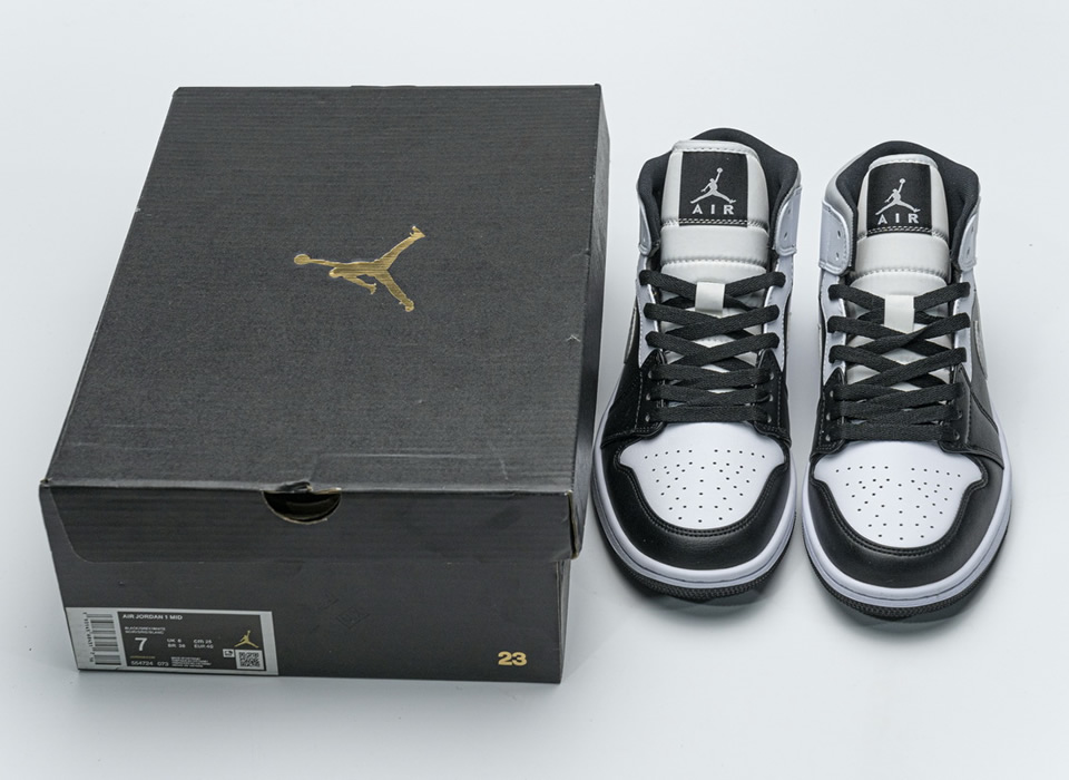 Nike Air Jordan 1 Mid White Shadow Black 554724 073 4 - www.kickbulk.co