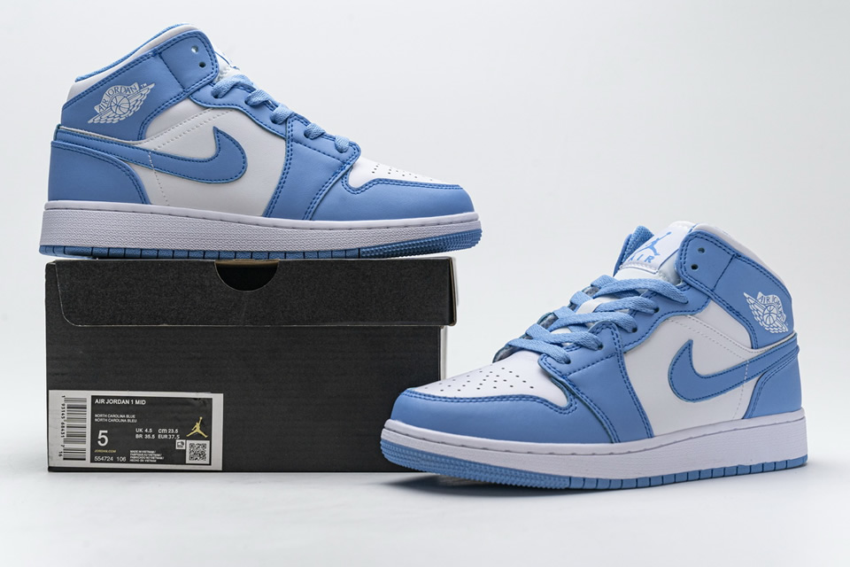 Nike Air Jordan 1 Retro Mid Unc University Blue 554724 106 3 - www.kickbulk.co