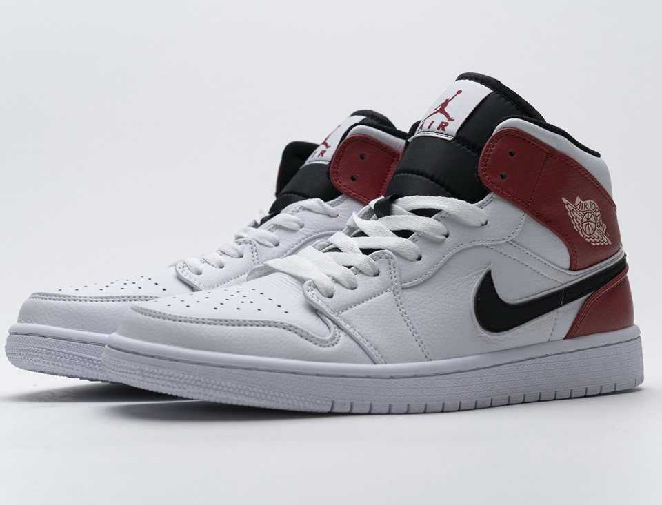 Nike Air Jordan 1 Mid White Black Gym Red 554724 116 5 - www.kickbulk.co