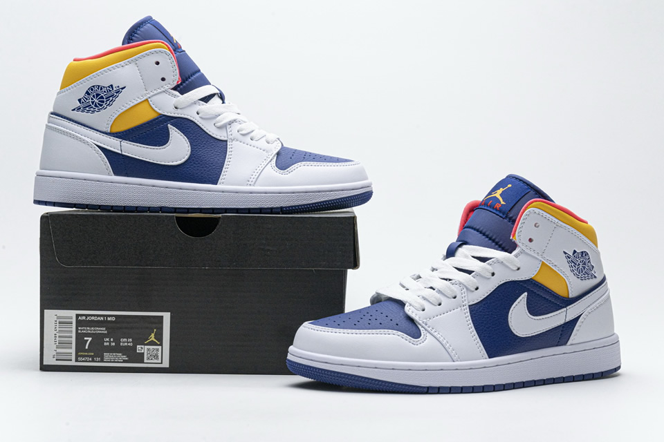 Nike Air Jordan 1 Mid Royal Blue Laser Orange 554724 131 3 - www.kickbulk.co