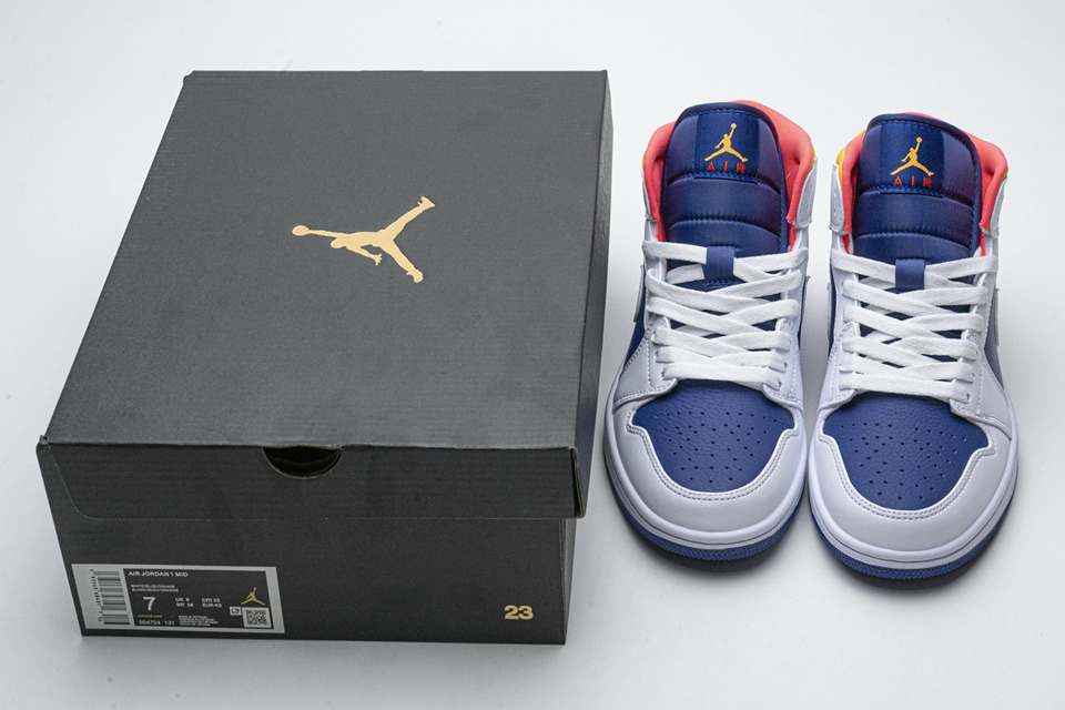 Nike Air Jordan 1 Mid Royal Blue Laser Orange 554724 131 4 - www.kickbulk.co