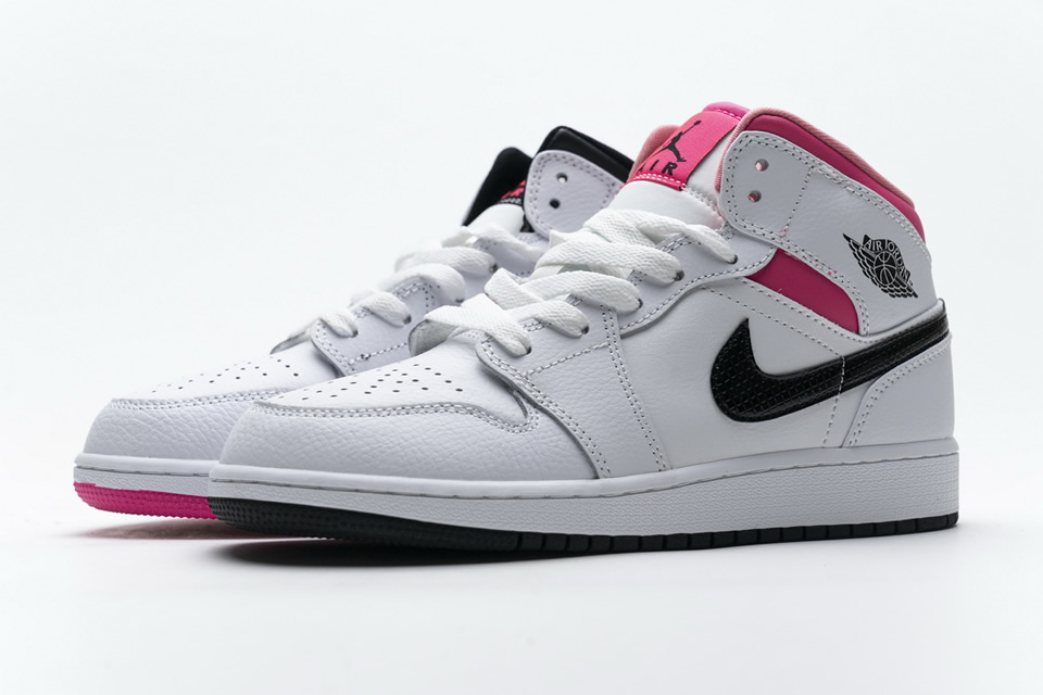 Nike Air Jordan 1 Mid White Black Hyper Pink 555112 106 5 - www.kickbulk.co