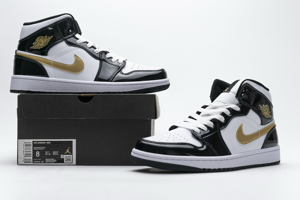 Nike Air Jordan 1 Mid Gold Patent Leather 852542 007 3 - www.kickbulk.co