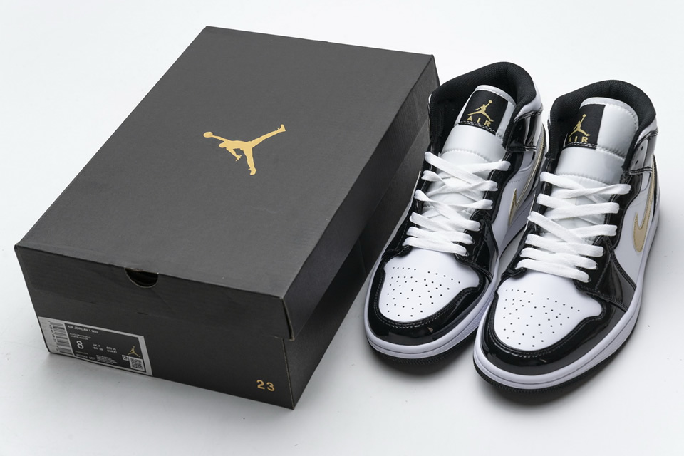 Nike Air Jordan 1 Mid Gold Patent Leather 852542 007 4 - www.kickbulk.co