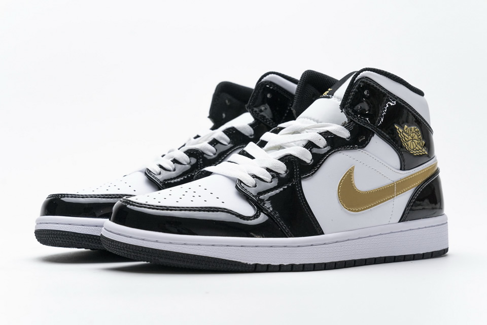 Nike Air Jordan 1 Mid Gold Patent Leather 852542 007 5 - www.kickbulk.co