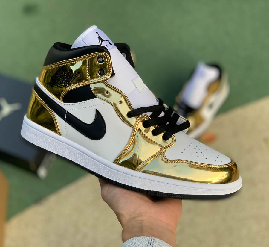 Nike Air Jordan 1 Mid Aj1 Metallic Gold Black White Dc1419 700 4 - www.kickbulk.co