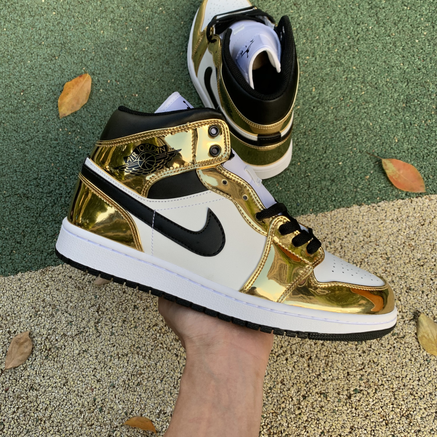 Nike Air Jordan 1 Mid Aj1 Metallic Gold Black White Dc1419 700 7 - www.kickbulk.co