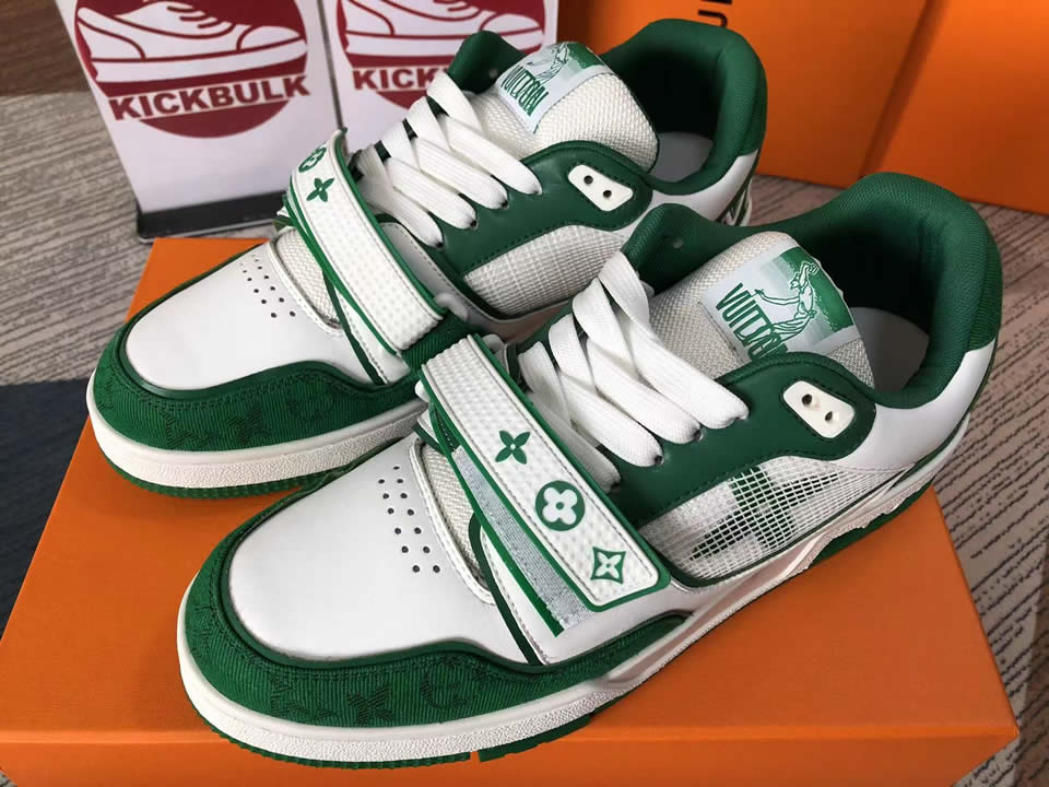 LOUIS VUITTON LV Trainer 'White Green' 1ABLY1 - KICKS CREW