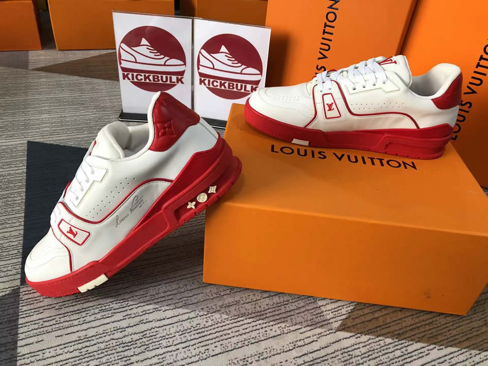 LOUIS VUITTON LV Trainer 'White Red' 1ABLXH - KICKS CREW