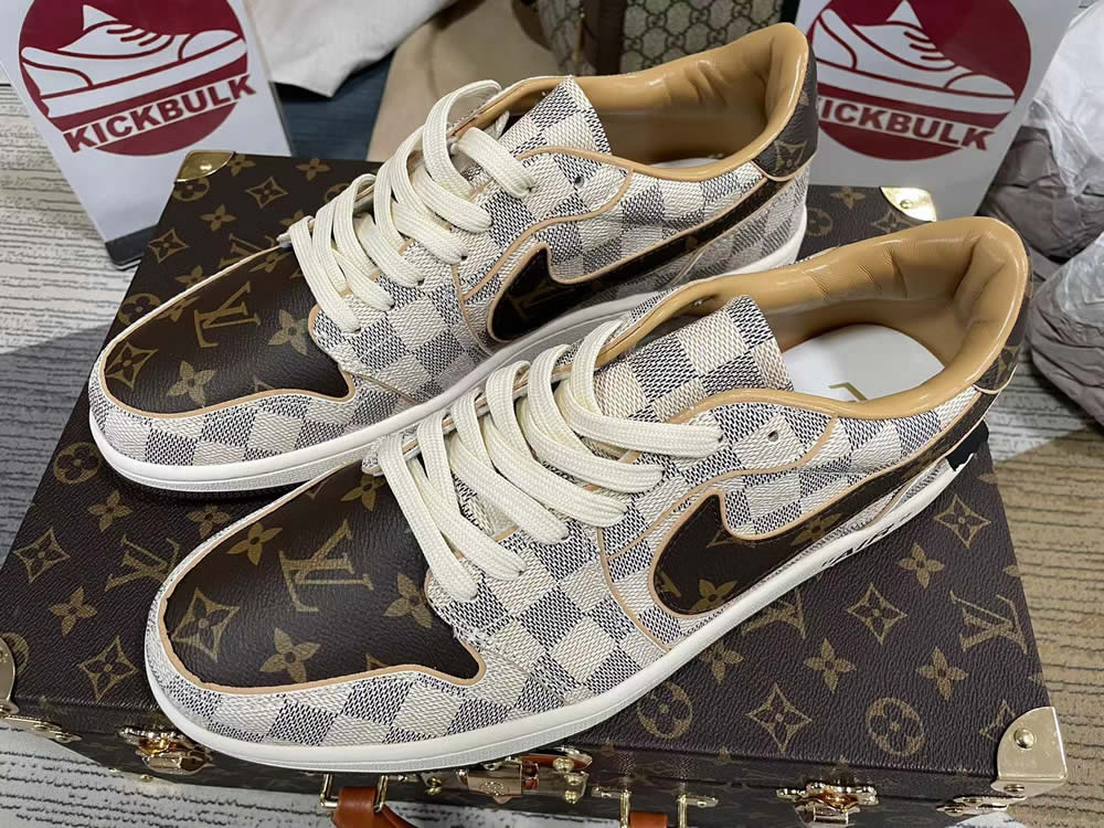 Louis Vuitton Air Force 1 Trainer Sneaker Off White Brown 5 - www.kickbulk.co