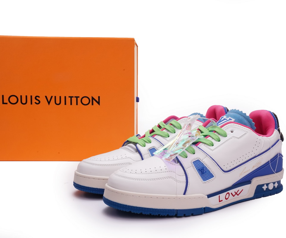 Louis Vuitton Trainer White Pink Blue Ms0223 2 - www.kickbulk.co