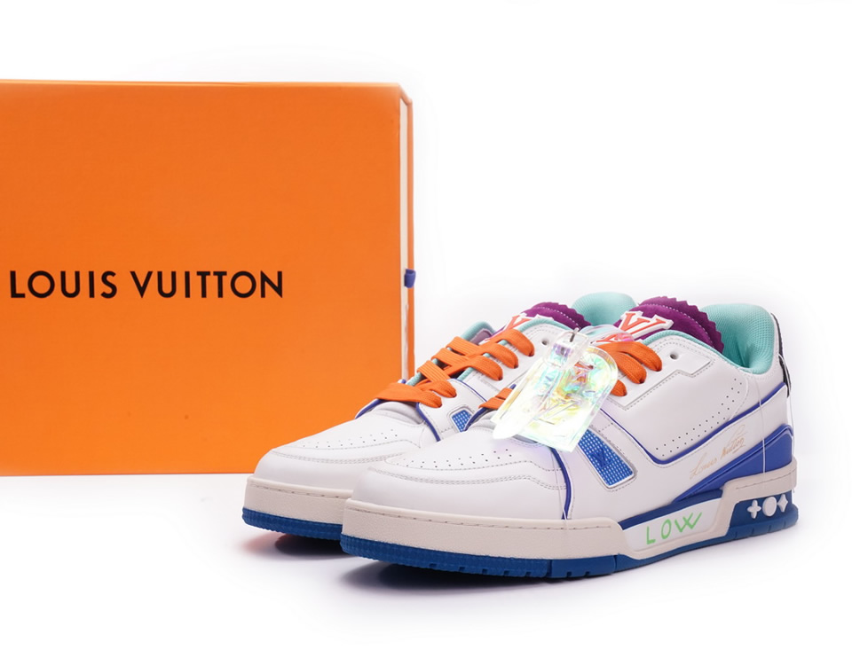 Louis Vuitton Trainer White Green Purple Ms0225 2 - www.kickbulk.co