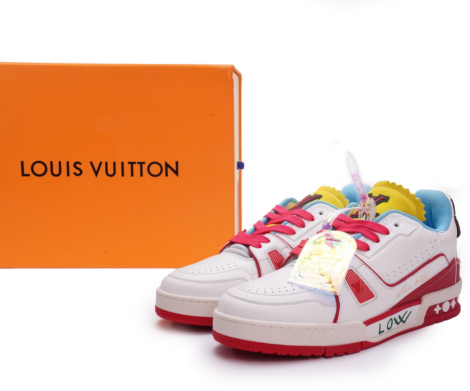 Louis Vuitton Trainer White Blue Yellow Ms0227 2 - www.kickbulk.co