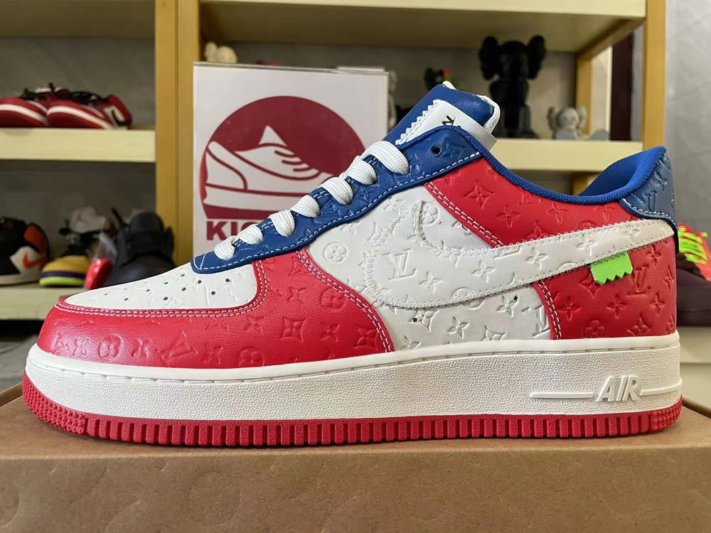 Louis Vuitton Nike Air Force 1 Red Blue White Ms0232 12 9 - www.kickbulk.co