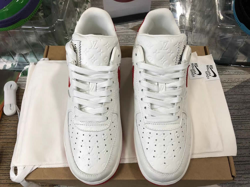 Louis Vuitton Air Force 1 Trainer Sneaker White Red Ms0232 2 - www.kickbulk.co