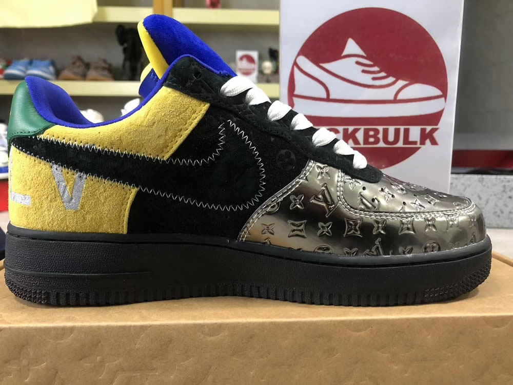 Louis Vuitton Air Force 1 Low Black Selver Yellow 9 - www.kickbulk.co