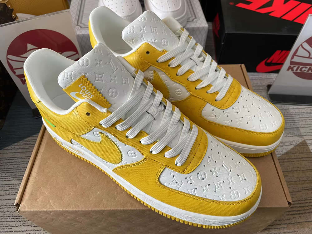 Louis Vuitton Nike Air Force 1 Yellow White Ms0232 3 - www.kickbulk.co