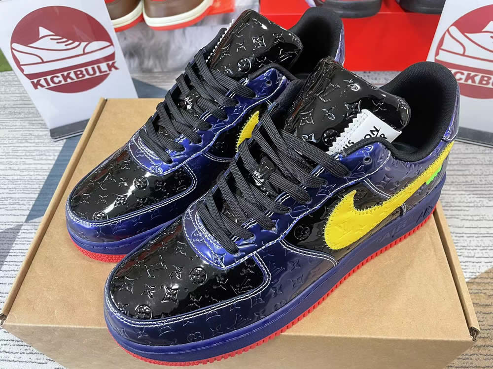 Louis Vuitton Nike Air Force 1 Black Blue Yellow Ms0232 8 4 - www.kickbulk.co