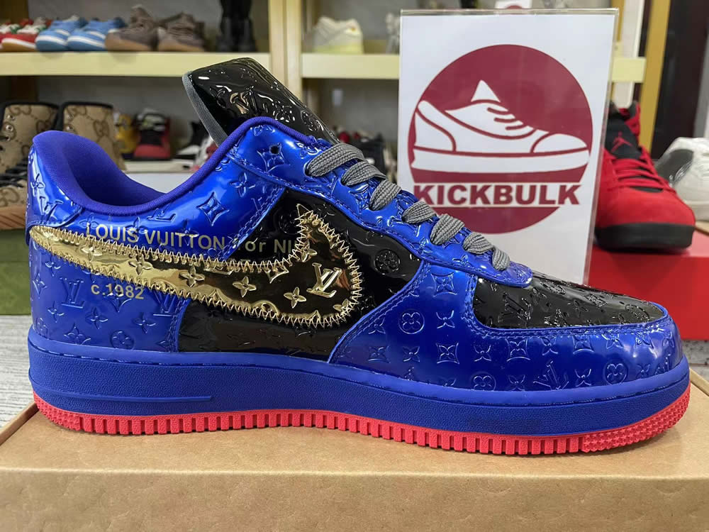 Louis Vuitton Nike Air Force 1 Black Blue Gold Ms0232 9 10 - www.kickbulk.co