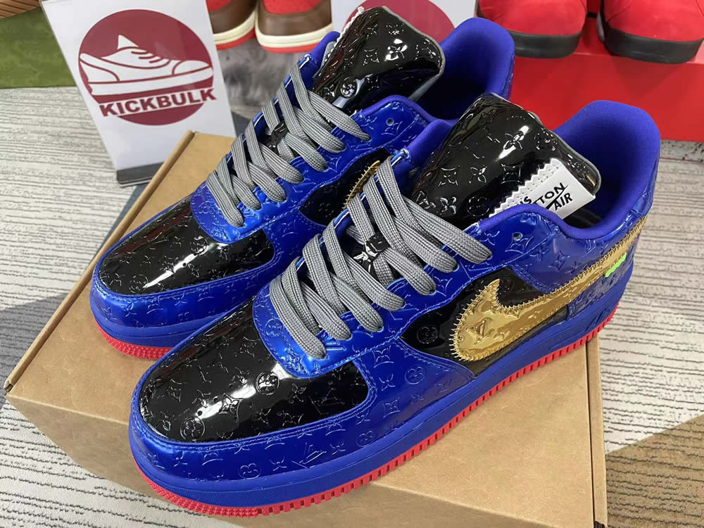 Louis Vuitton Nike Air Force 1 Black Blue Gold Ms0232 9 4 - www.kickbulk.co