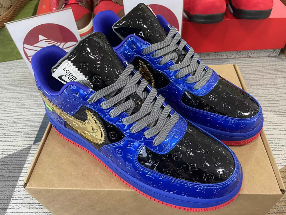 Louis Vuitton Nike Air Force 1 Black Blue Gold Ms0232 9 5 - www.kickbulk.co