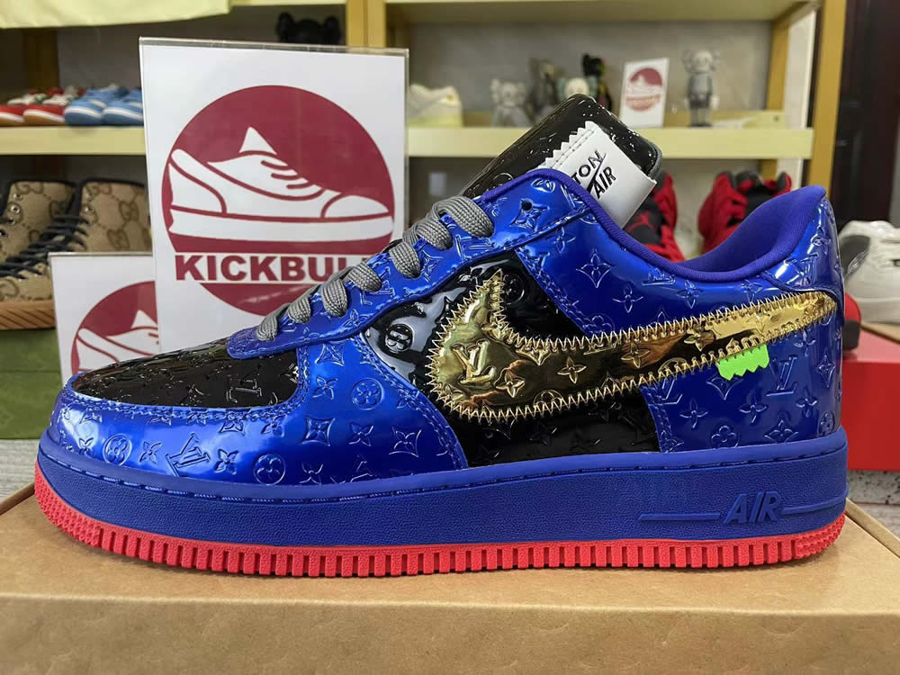 Louis Vuitton Nike Air Force 1 Black Blue Gold Ms0232 9 9 - www.kickbulk.co