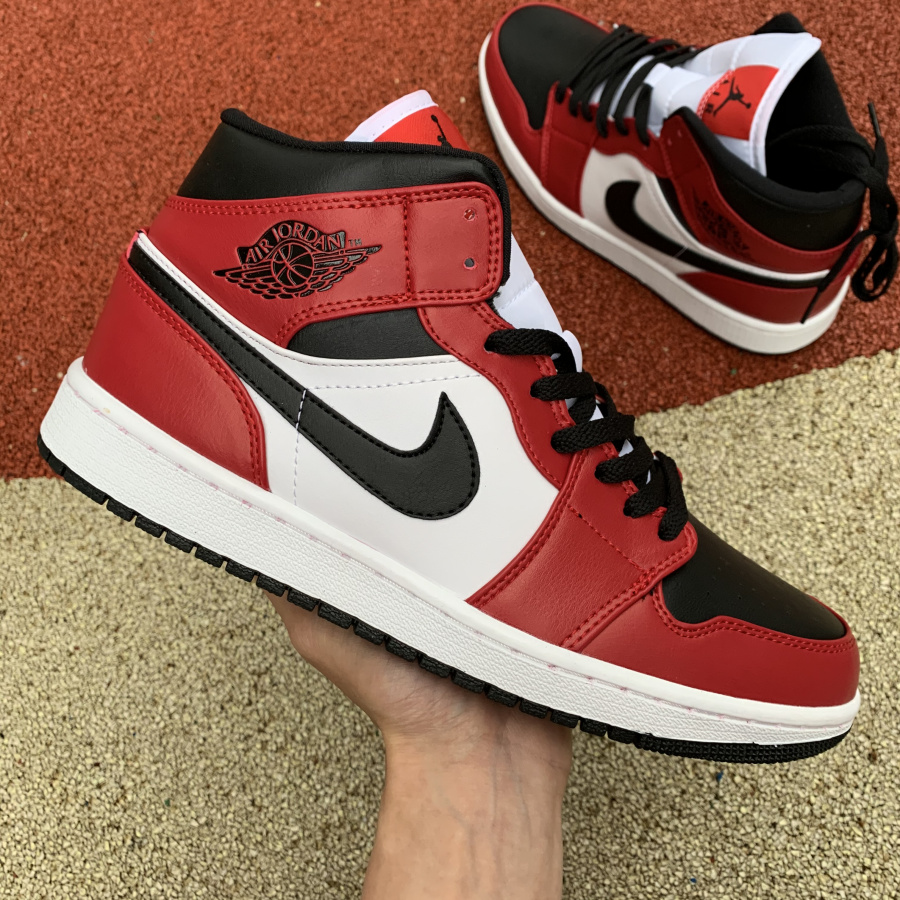 Nike Air Jordan 1 Mid Chicago Black Toe 554724 069 9 - www.kickbulk.co